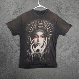 Spiral Direct Native American‎ Skull Wolf Graphic T Shirt Mens Medium